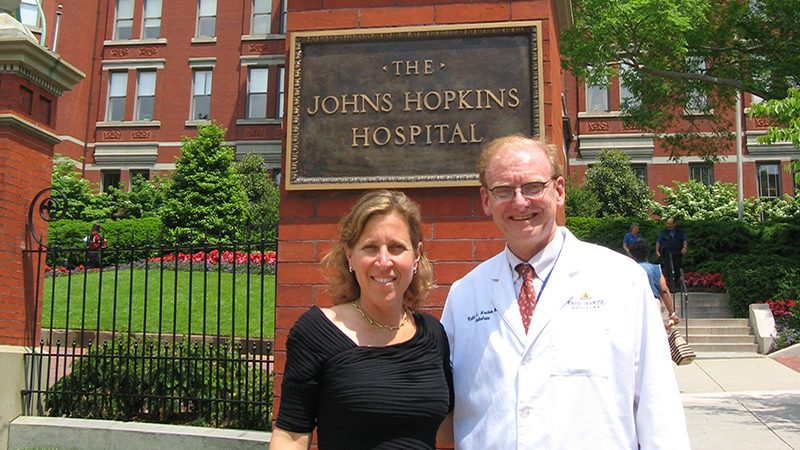 Susan Wojcicki and Ralph Hruban dome