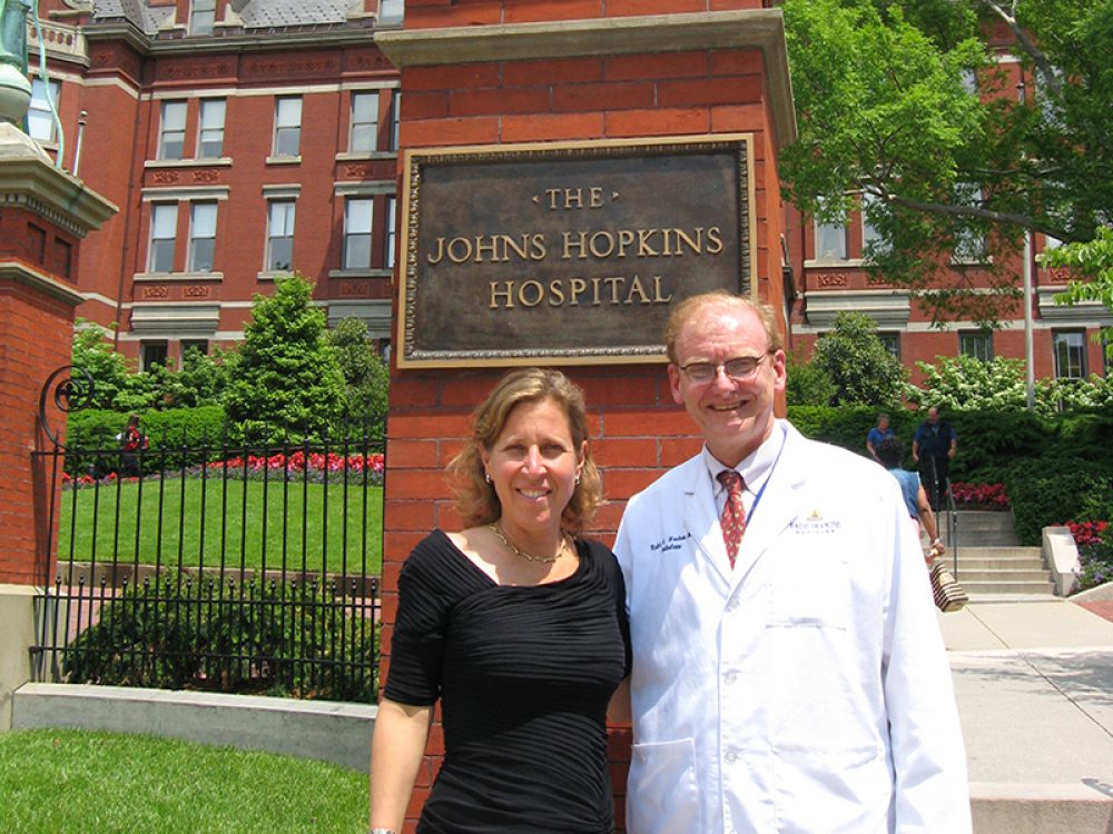 Susan Wojcicki and Ralph Hruban dome