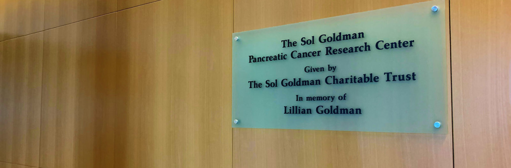 Sol Goldman Pancreatic Cancer Research Center plaque